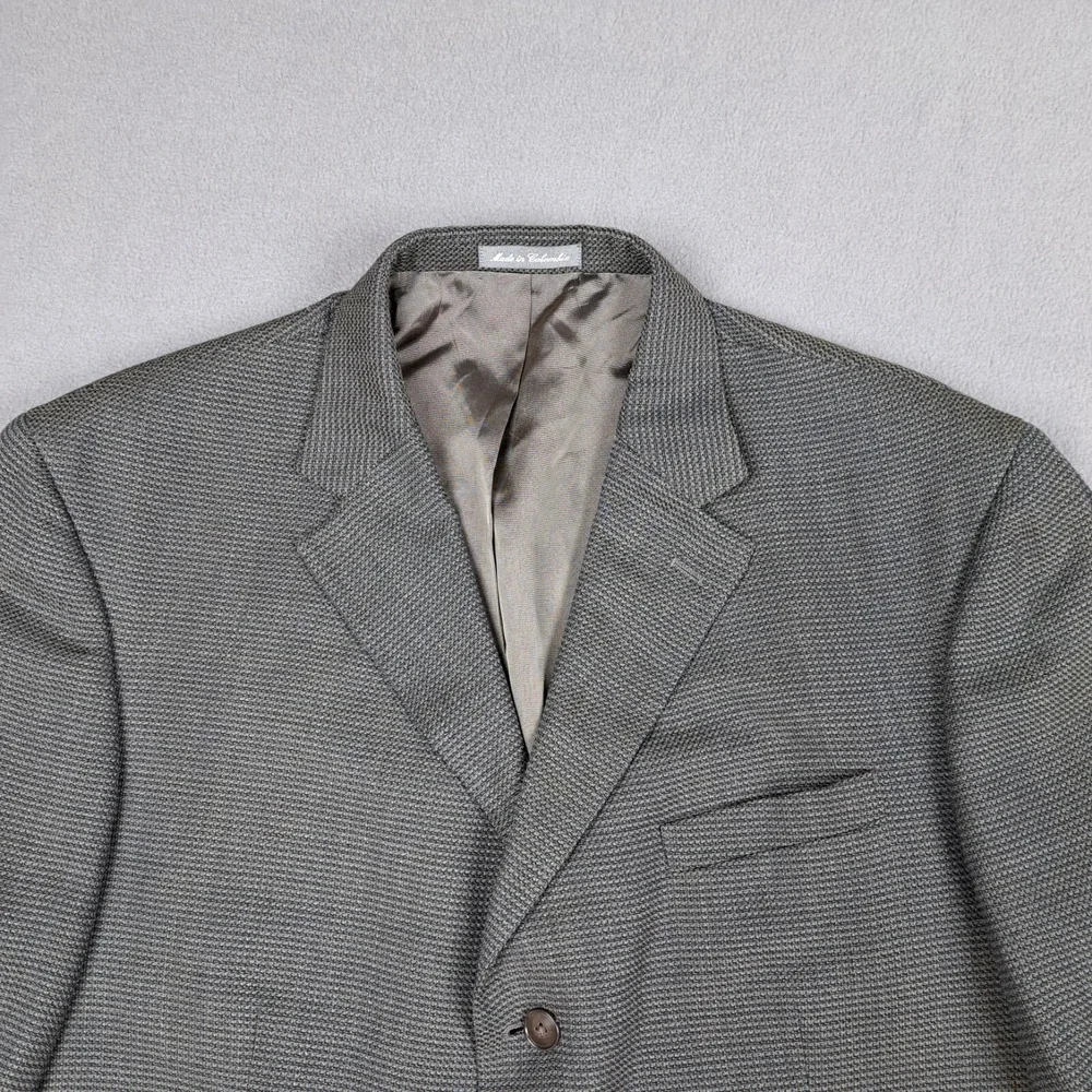 Oscar De La Renta Tweed Wool Sport Coat 46R Gray Men Blazer Jacket Single Breast